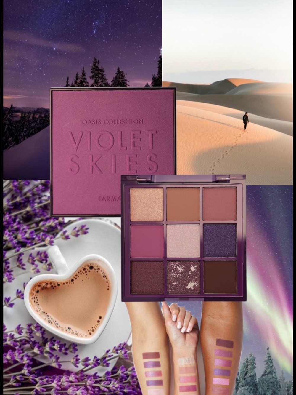 Farmasi Violet Skies 9-Color Eyeshadow Palette — Violet & Plum Tones